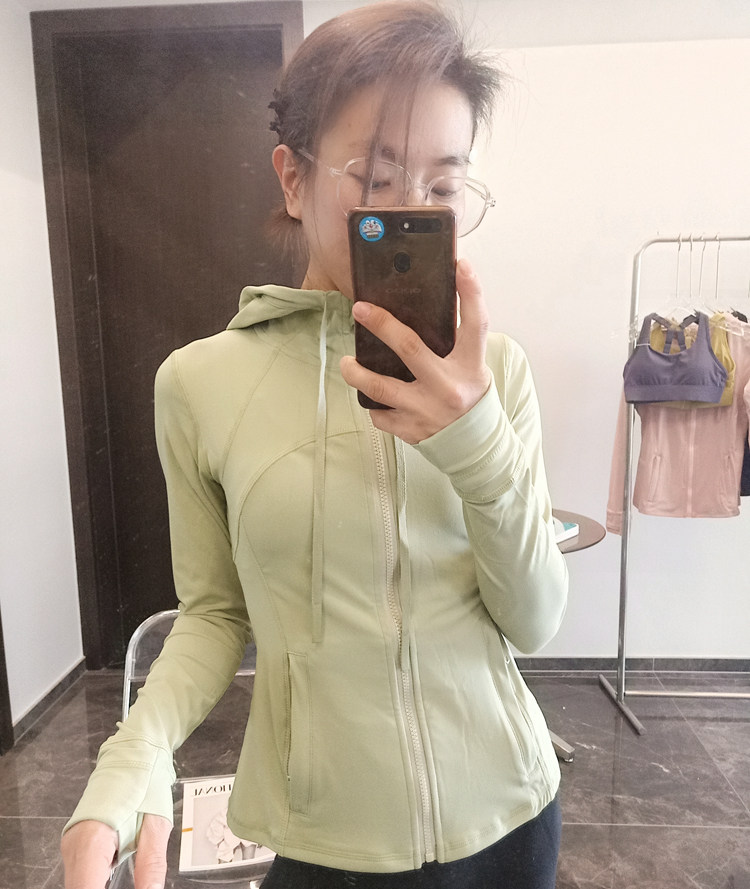 大地色LULU同款连帽罩衫夹克瑜伽外套女跑步速干长袖运动健身上衣