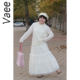 白色温柔半身裙秋冬新款 Vaee大码 女装 胖mm高腰显瘦百搭A字裙长裙