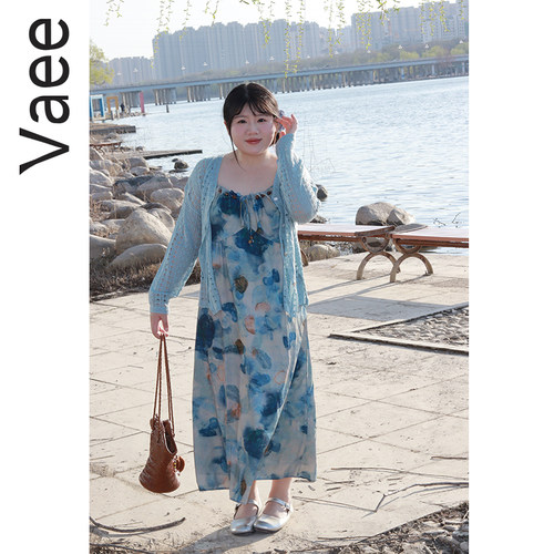 水墨拼色度假风公主裙