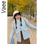 文艺风爱心裥棉保暖棉服2025秋冬新款 Vaee大码 女装 圆领宽松外套