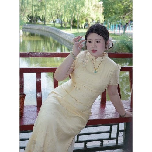 旗袍连衣裙修身立领常规
