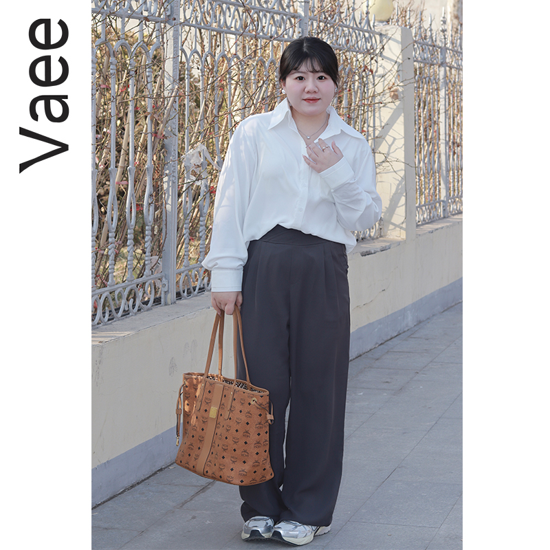 宽松直筒高腰长裤西装长裤