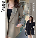 韩版 常规OL通勤风气质西服外套早秋新款 女装 Vaee大码 洋气百搭上衣