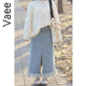 新款 牛仔半身裙春季 设计感流苏裙子气质百搭开叉长裙 女装 Vaee大码