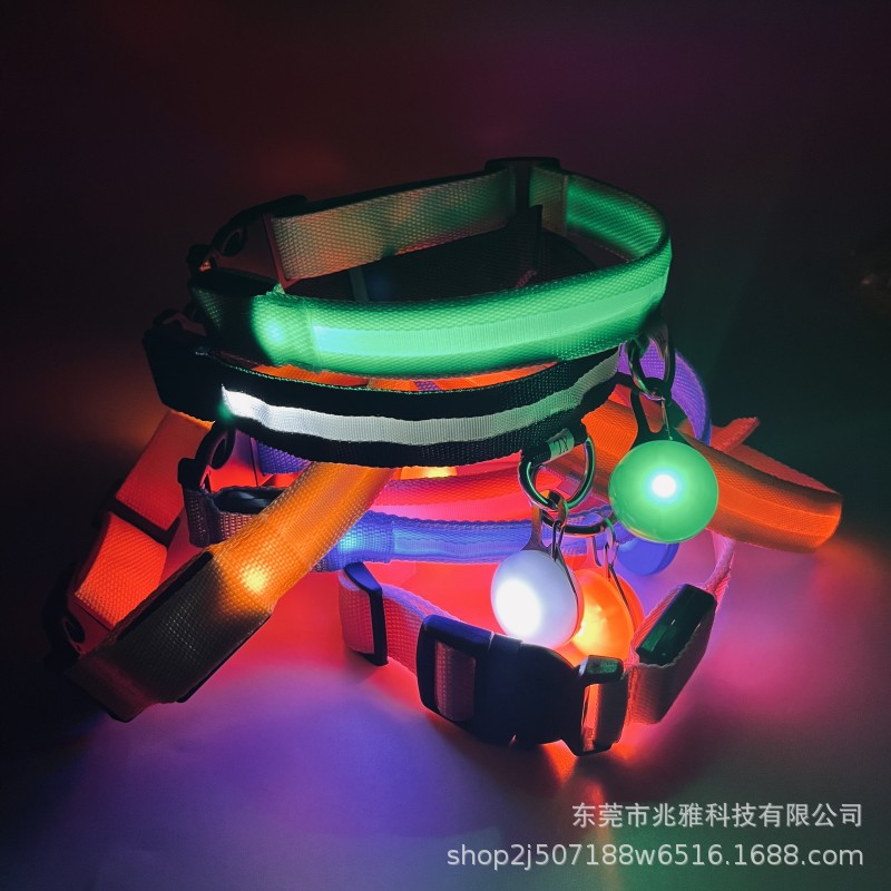 LED发光项圈狗狗项圈UB充电丝网宠物项圈夜光脖圈发光狗项圈