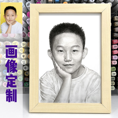 纯手绘来图定制素描人物肖像彩铅