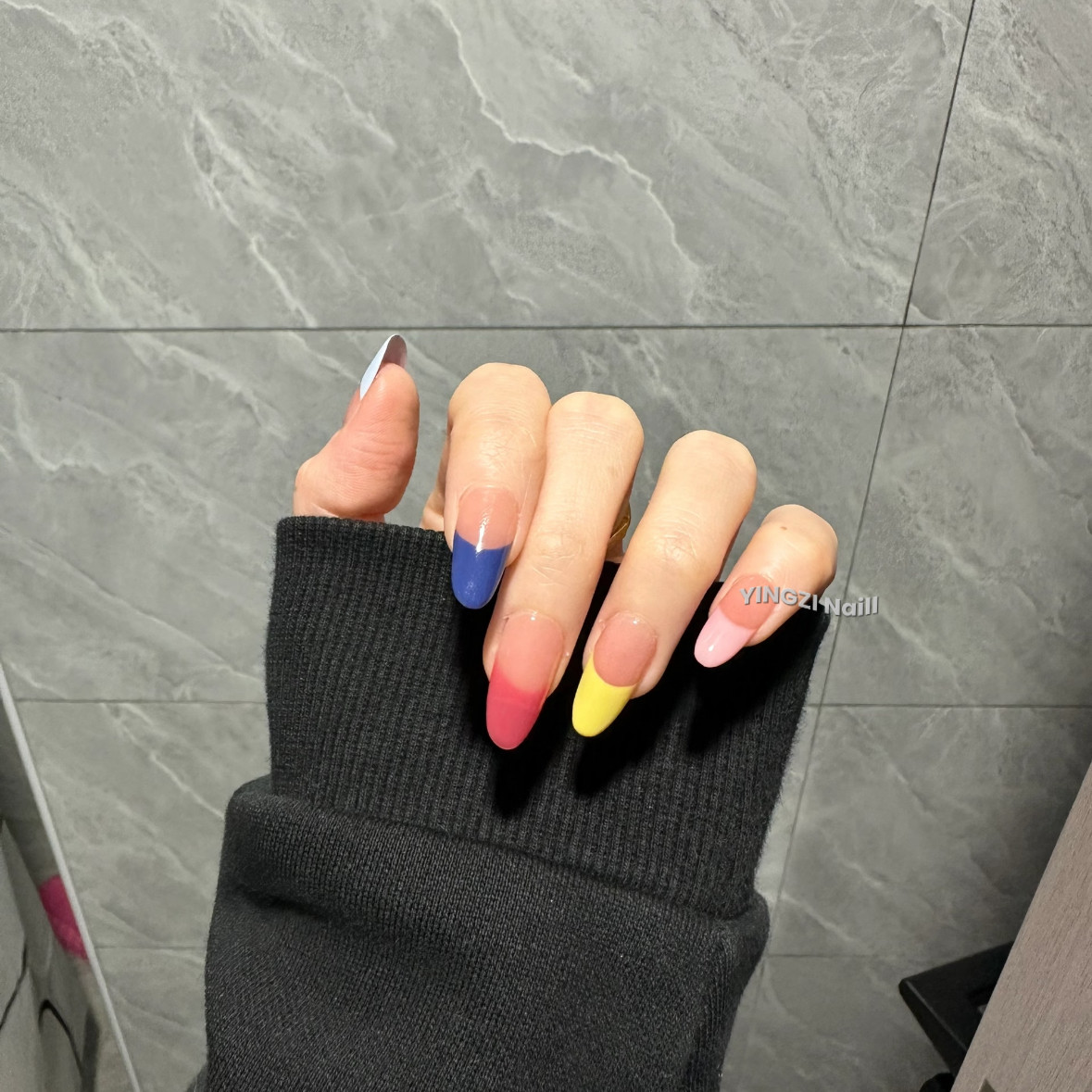 多巴胺法式·纯手工穿戴甲小众ins彩绘高位法式欧美成品美甲