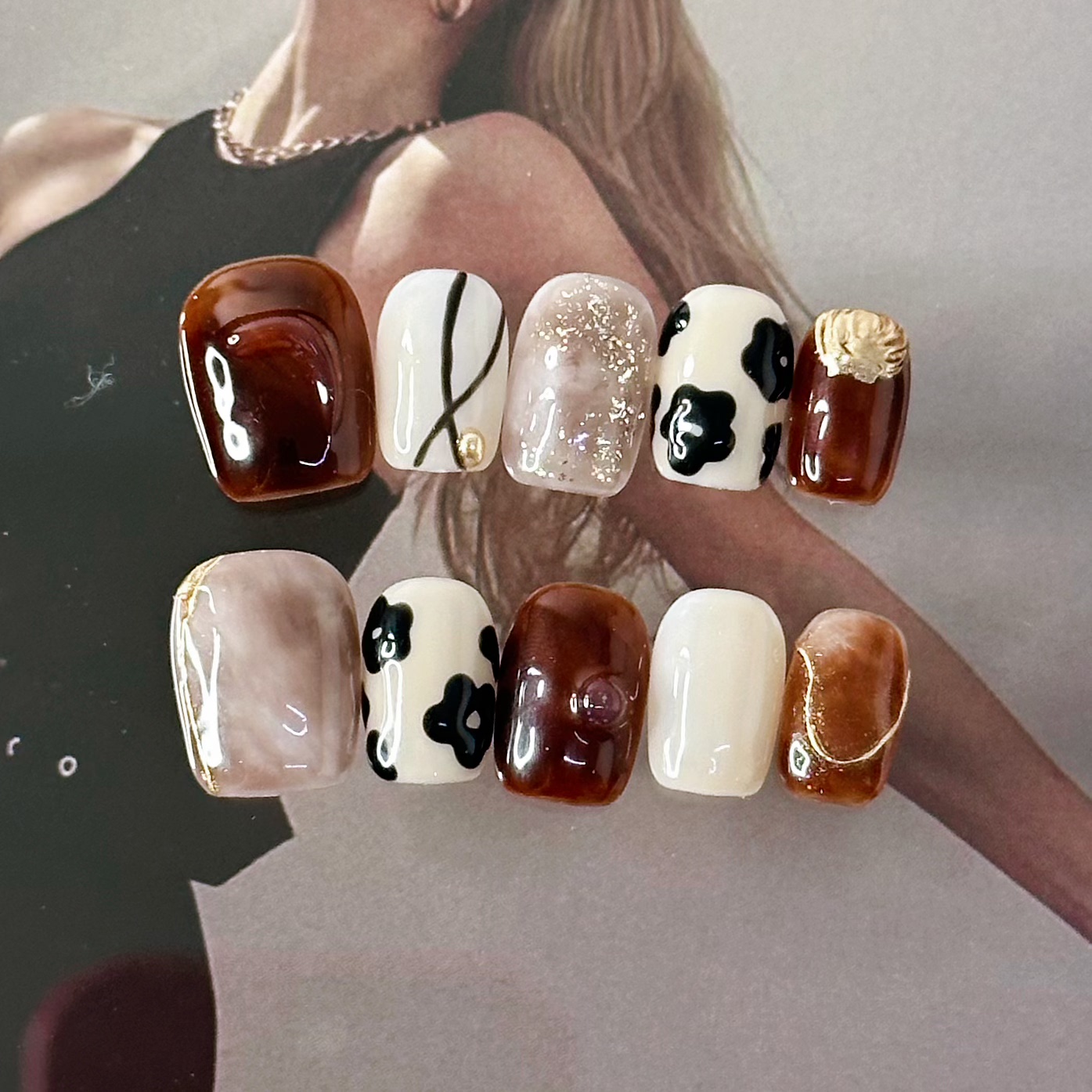 【插曲】纯手工穿戴甲彩绘晕染小众ins美甲假指甲贴片