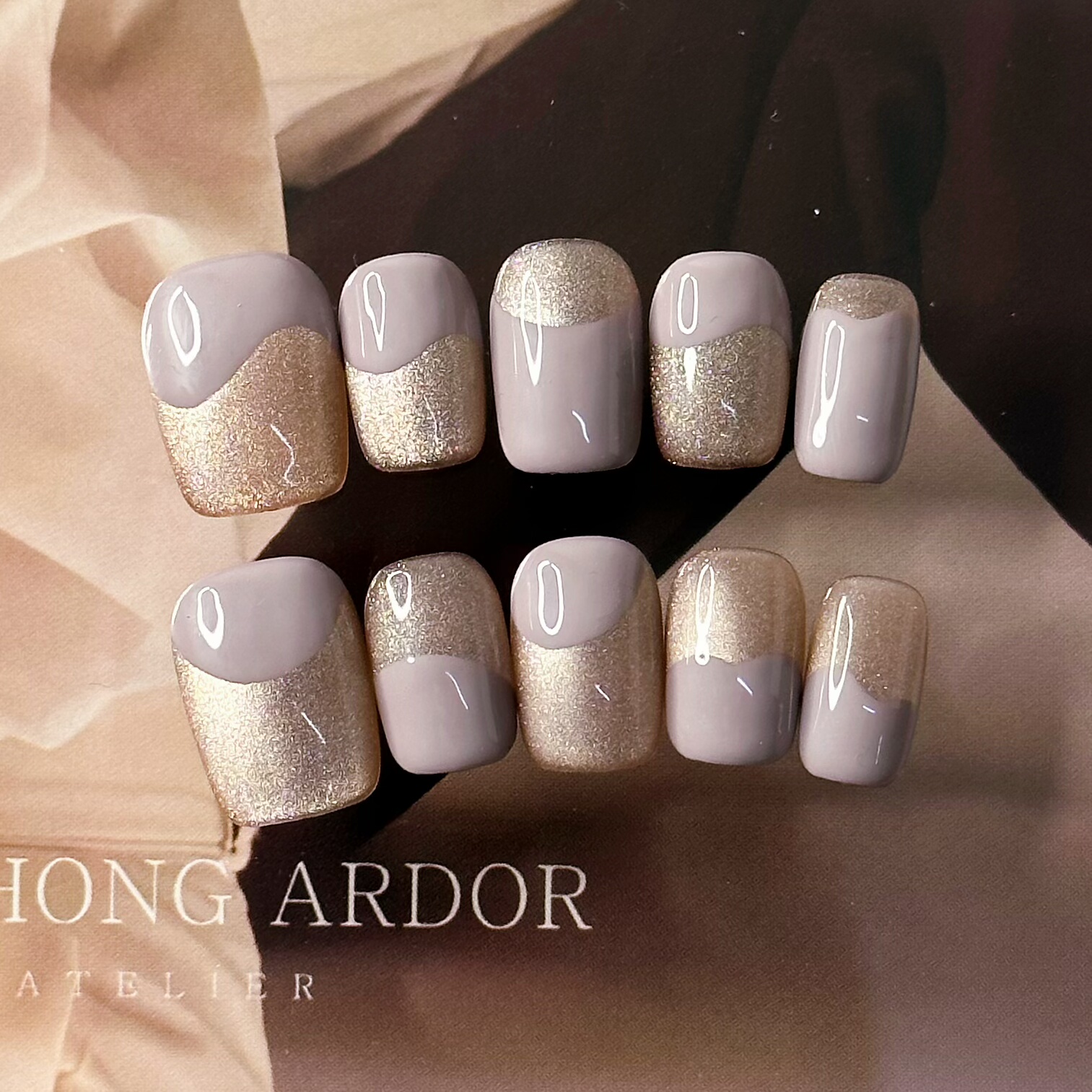 【没道理】纯手工穿戴甲猫眼彩绘线条小众ins美甲假指甲贴片