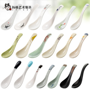 商用A5密胺瓷餐具勺耐摔创意弯勾勺汤勺面勺汤羹勺龟壳勺子餐具