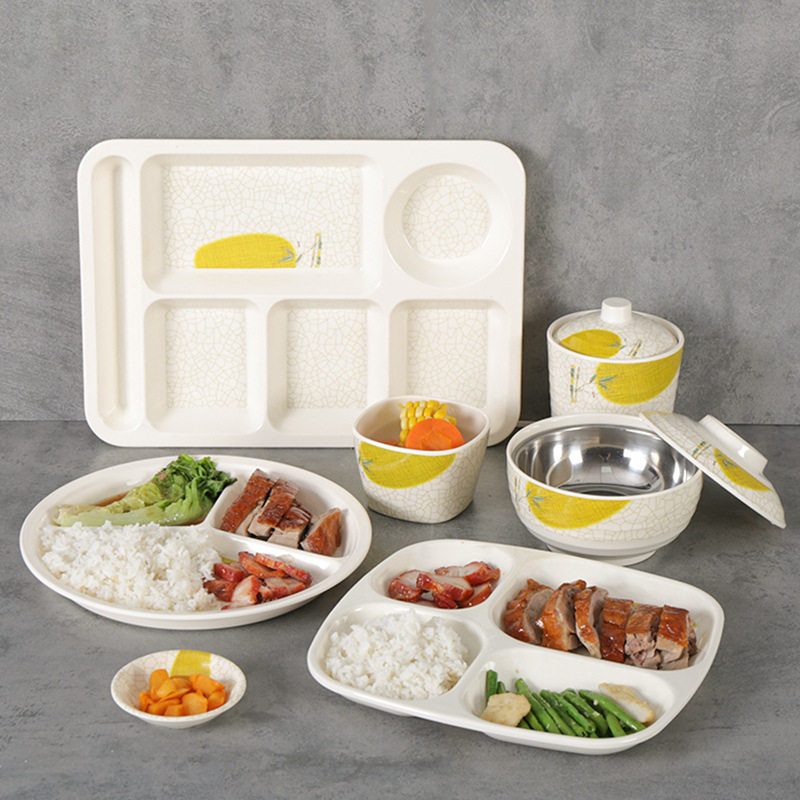 密胺餐具快餐盘分格餐盘商用餐厅饭店食堂专用仿瓷盘子减脂分餐盘