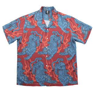 衬衣男女度假休闲花衬衫 南WUVNEN夏季 老虎短袖