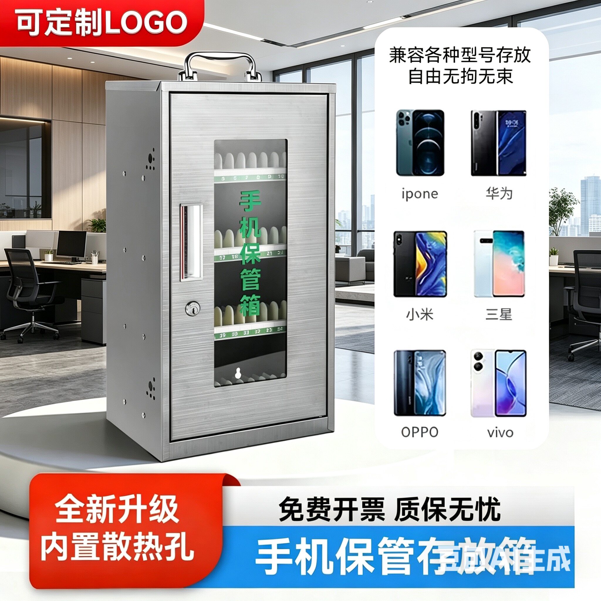 班级手机保管箱带锁手机收纳盒学生教室公司员工厂车间手机存放柜