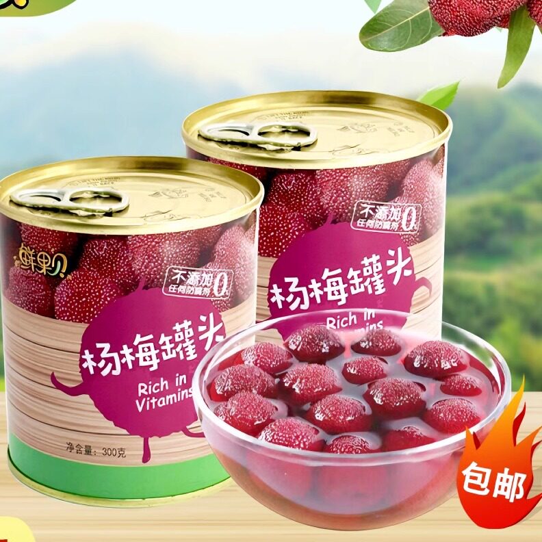 出口品质鲜果贝杨梅罐头300g应季新鲜水果罐头甜品休闲零食礼盒