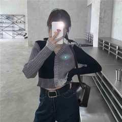 Retro color matching knitted vest for women in autumn and winter