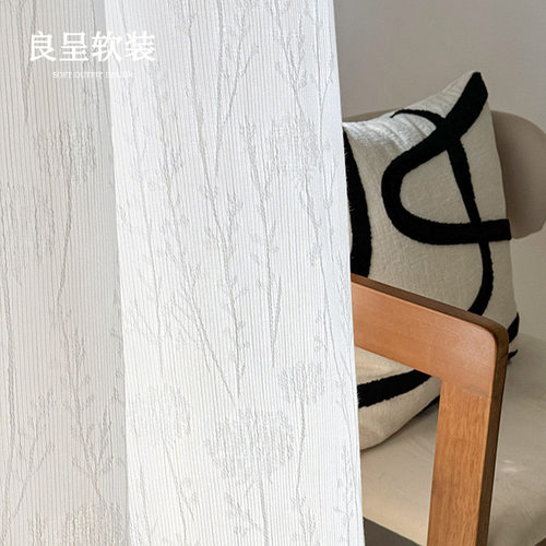 扶摇纱 提花法式中古窗纱客厅卧室透光不透人隔断半遮光