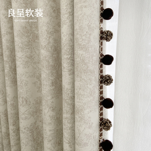春华系列 法式 复古雪尼尔棉麻色织提花窗帘遮光客厅卧室中式