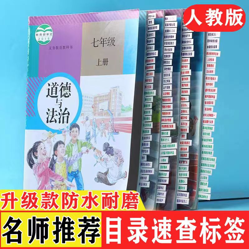 中考速查索引目录防水标签贴七八九年级政治历史人教初中生物地理 文具电教/文化用品/商务用品 不干胶标签 原图主图