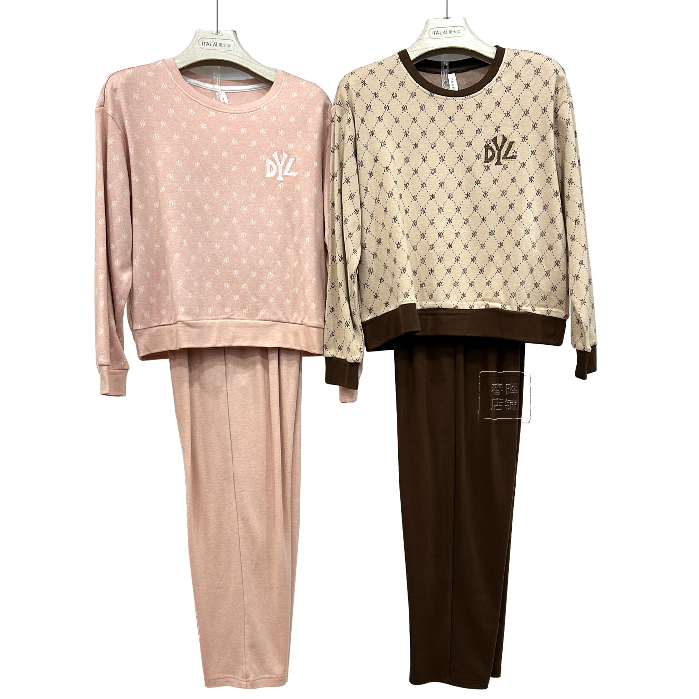 意大莱家居服女童款2025秋冬季牛奶绒套头圆领宽松厚睡衣套装5554