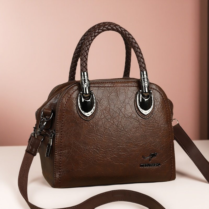 香港真皮女包简单大方妈妈包多层软牛皮包2024新款手提斜挎单肩包