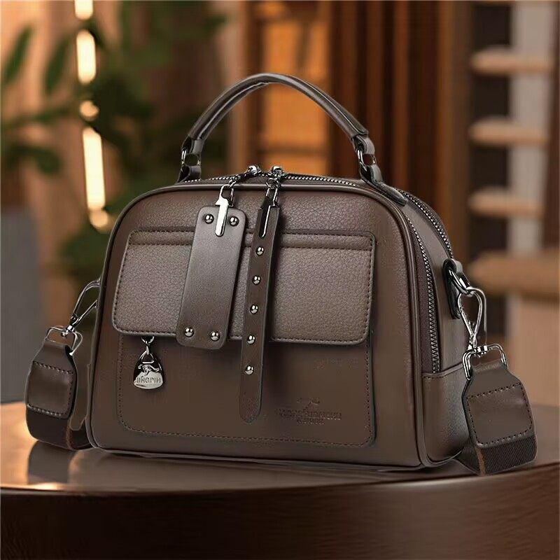 香港 真皮包包女夏季2025新款妈妈包时尚大容量 牛皮单肩斜挎小包