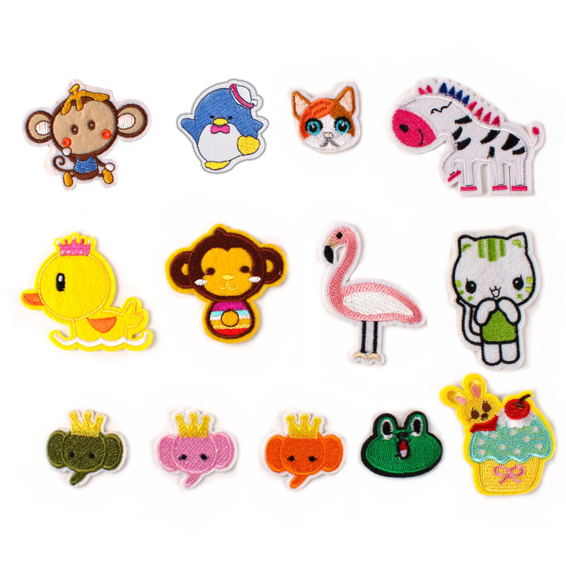 猴子小鸡马猫咪小象青蛙企鹅刺绣布贴服装辅料配饰徽章补丁贴