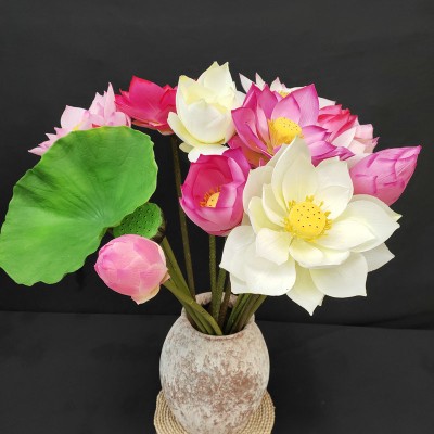 荷花仿真花新中式莲花假花莲叶莲蓬摆件客厅插花瓶摆设拍摄道具