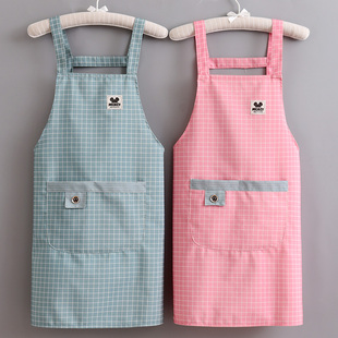 围裙夏季 新款 无袖 透气棉布围腰可爱家用厨房做饭薄款 女工作服定制