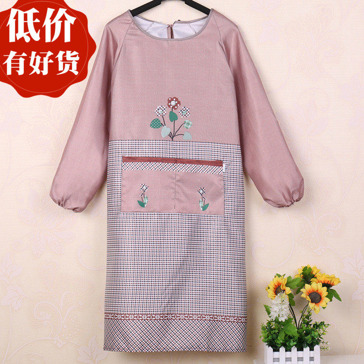 韩版可爱长袖家用厨房做饭防水防油围裙女士工作服罩衣成人不沾毛