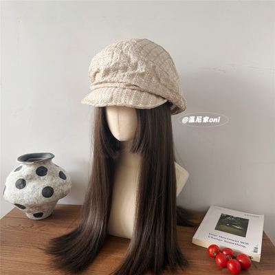 重工款~高品质手工串片亚麻报童帽女春夏百搭大版堆堆帽鸭舌帽子