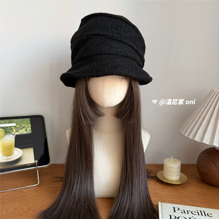 小众设计师款可卷边凹造型毛呢圈圈渔夫帽女冬季百搭显脸小盆帽潮