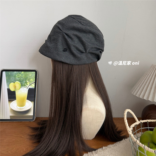 定制款~立体褶皱剪裁羊毛混纺水桶冷帽女冬百搭显脸小堆堆套头帽