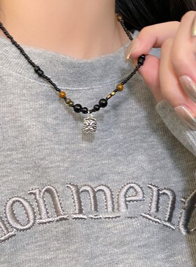 新中式国风醒狮吊坠项链女款轻奢小众复古民族风配饰高级