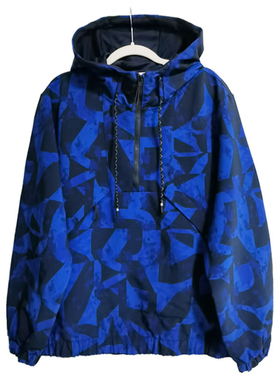 春秋新款男士外套梭织磨毛保暖半拉链连帽卫衣上衣双拉链袋鼠袋