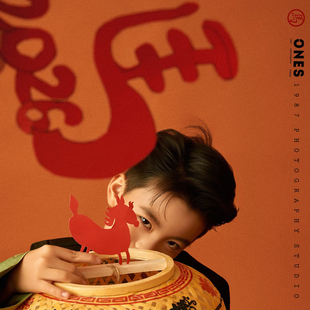 新年儿童写真拍照道具2026马字毛毡字投影前景特写手拿生肖马板子