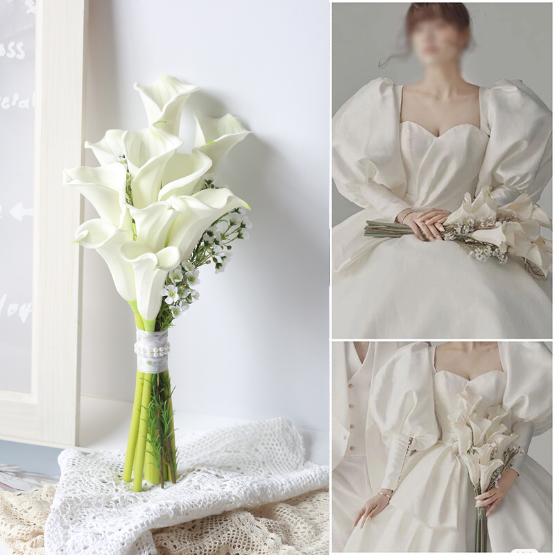 韩式婚纱摄影道具影楼拍照主题写真个性时尚仿真新娘手捧花马蹄莲