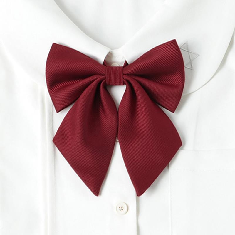 jk日系学士服领结女毕业照校服酒红色蝴蝶结免打衬衫赤羽根领花潮