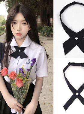 泰国校服领结纯色红色黑色蝴蝶结女生十字交叉领结泰式jk制服配饰
