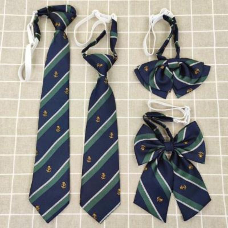 小学生领带男免打结短款小学院风园服校服领结女墨绿提花船锚刺绣