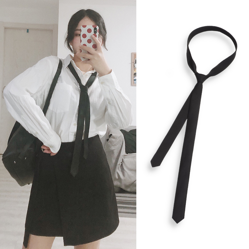 jk领带女学院风日系制服韩版窄领带3CM纯黑色衬衫领带男手打dk