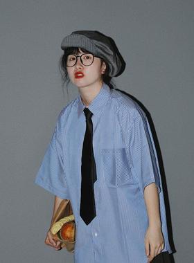 HOW纯黑色百搭适合四季男女学院商务休闲都可有宽窄版拉链领带