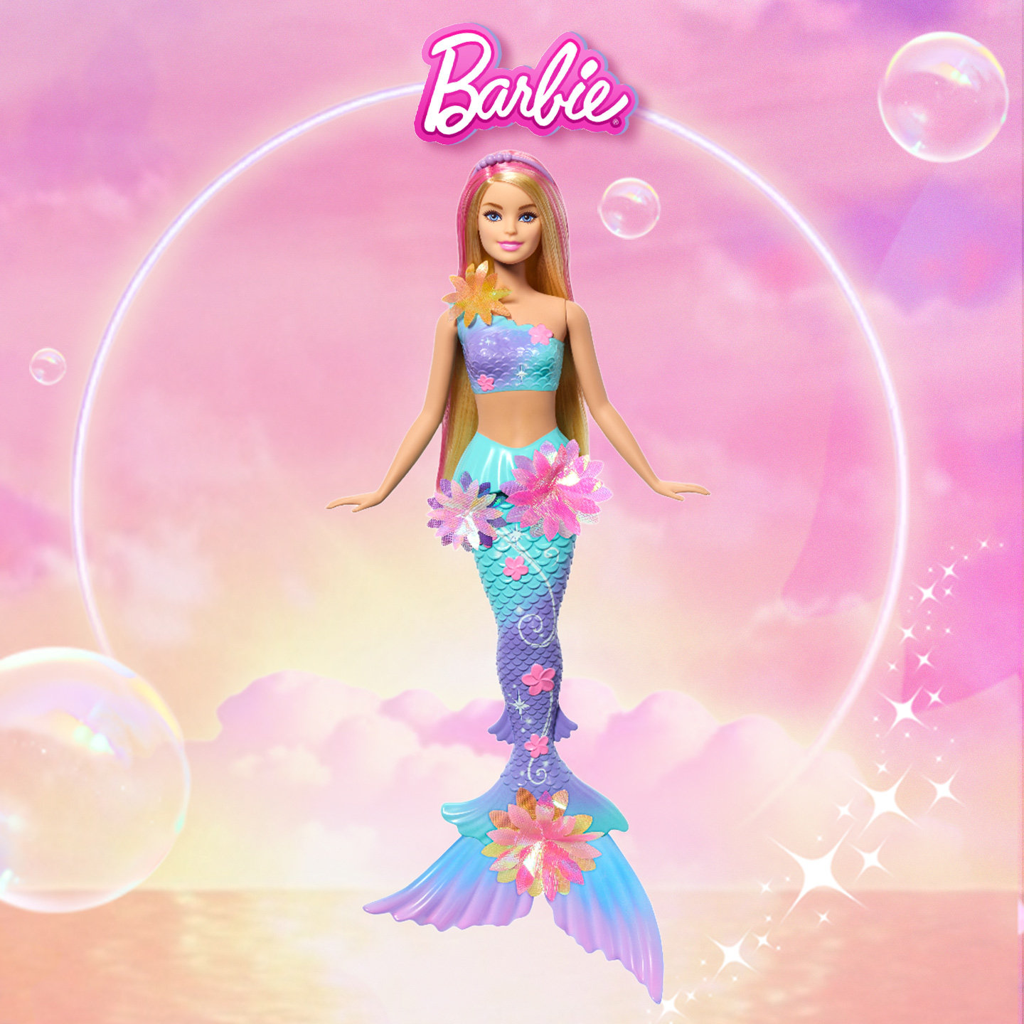 生日礼物芭比娃娃Barbie梦幻花朵美人鱼童话系列女孩穿搭玩具互动