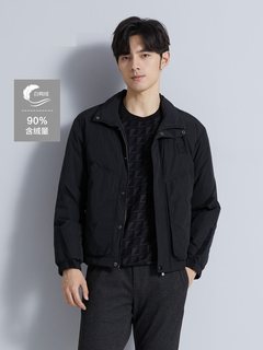 21DBR9011S利家男装冬季正品时尚轻薄羽绒服男式立领黑色短款夹克