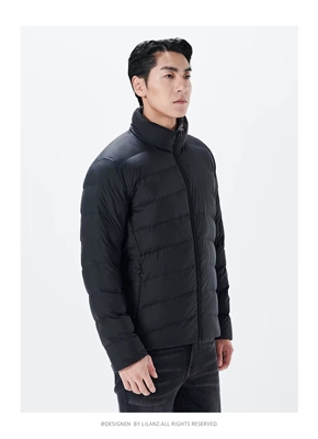 23DBR0012Y 0011Y利家冬季男士立领轻薄双面鹅绒羽绒服保暖外套