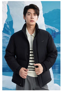 A4DRF0031Y利家男装冬款休闲商务羽绒服男短款立领拉链压花夹克