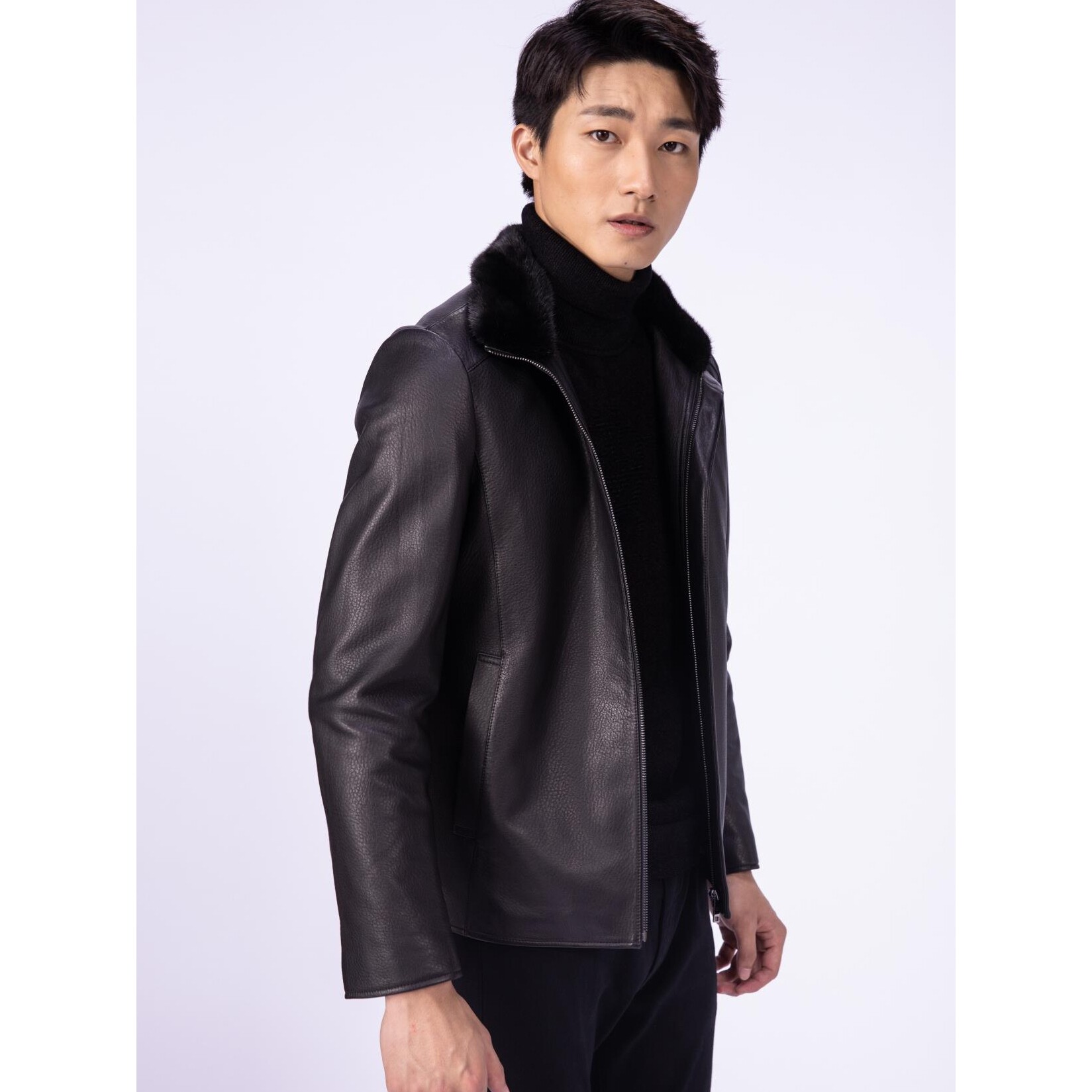 20DZP0201Y利家男装冬季正品真皮皮衣男式水貂毛领羽绒绵羊皮夹克