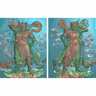 千里眼顺风耳神话人物神庙寺庙扫描图精雕图古建石雕天后宫妈祖庙