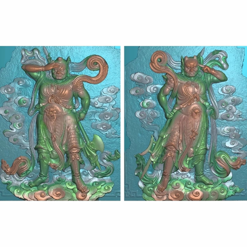 千里眼顺风耳神话人物神庙寺庙扫描图精雕图古建石雕天后宫妈祖庙