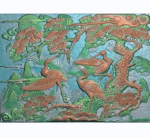 松鹤延年精雕图延龄松树古建筑石雕木雕扫描花鸟浮雕电脑雕刻图新