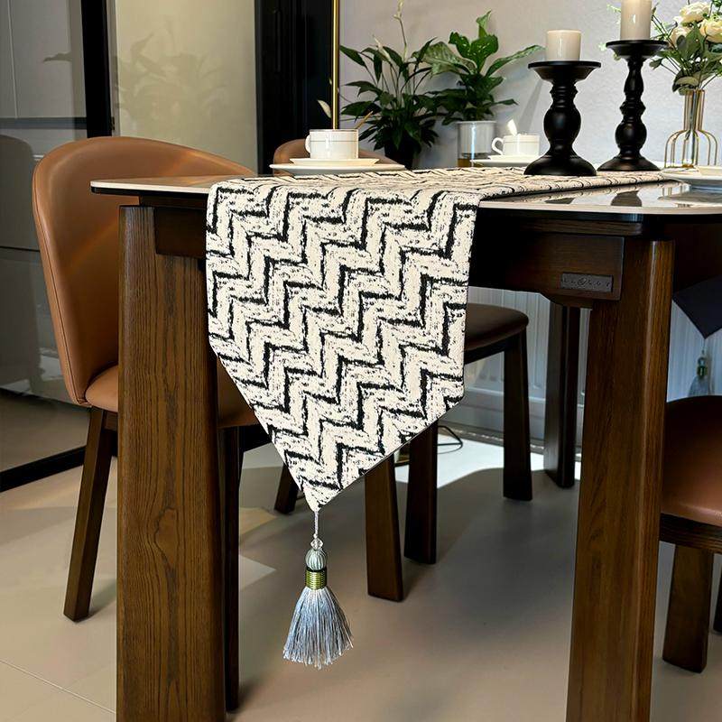 现代轻奢极简意式中古风桌旗布黑白灰茶几电视柜长条防尘装饰盖布,居家布艺,桌旗,淘宝优惠券,粉丝福利购,淘宝优惠卷